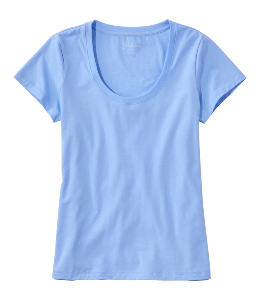 Women's Soft Stretch Supima-Blend Tee, Scoopneck Short-Sleeve