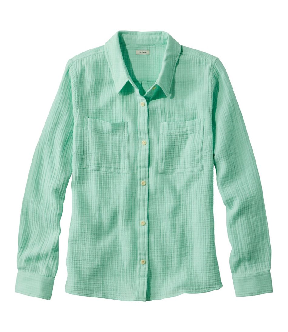 Women's Cloud Gauze Shirt, Long-Sleeve Aqua Mint Medium, Cotton | L.L.Bean