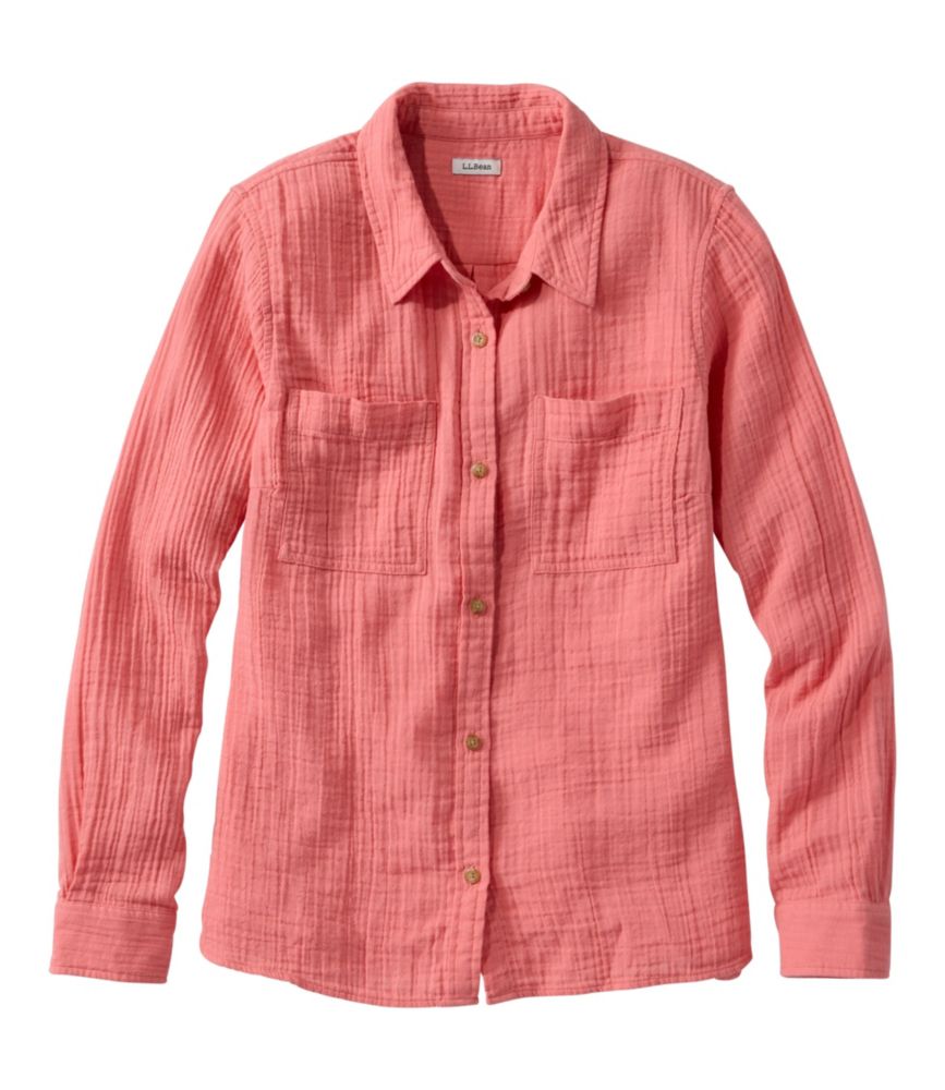 Women's Cloud Gauze Shirt, Long-Sleeve, Dark Salmon, small image number 1