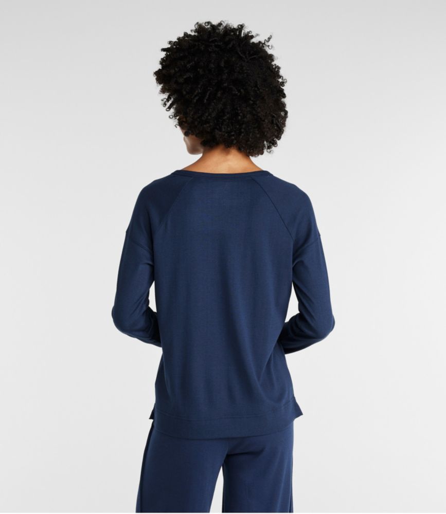 Women's Restorative Sleepwear, Long-Sleeve Henley, Classic Navy, small image number 3