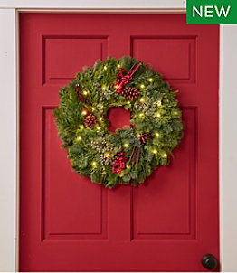 Woodland Canella Berry Lighted Wreath 20"