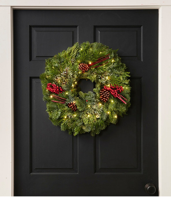 Woodland Canella Berry Lighted Wreath 20", One Color, large image number 1