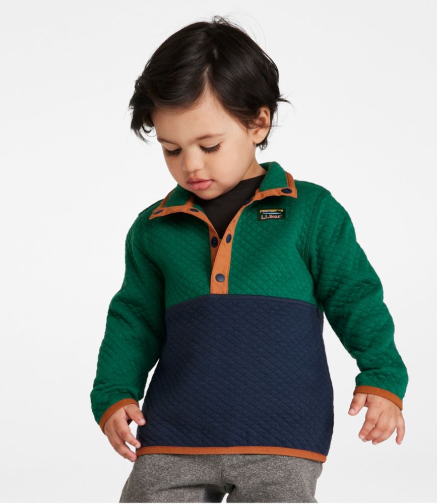 Infants' and Toddlers' Quilted Quarter-Snap Pullover, Colorblock, Cool Sea Blue/Warm Teal Color Block, small image number 2