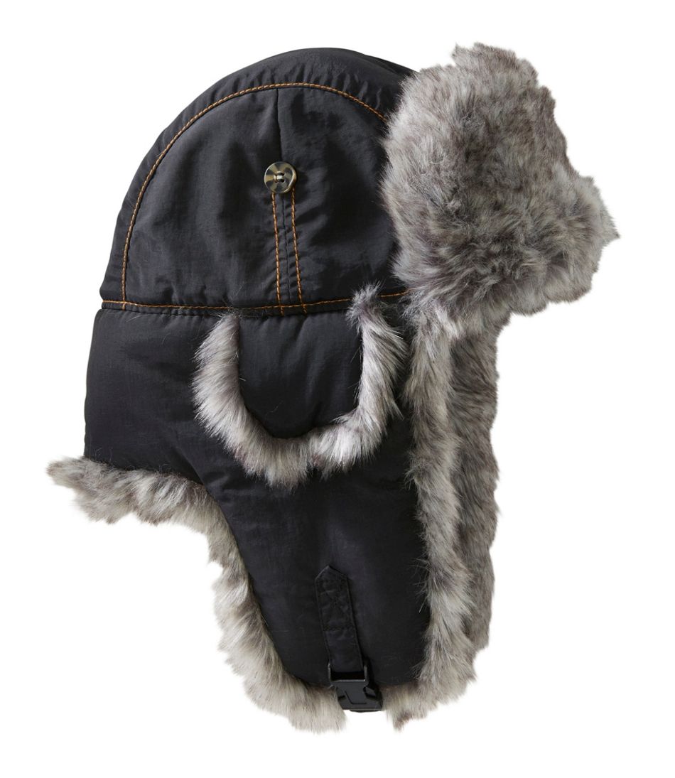 Kids' Aviator Faux Fur Hat Black Medium, Synthetic Nylon