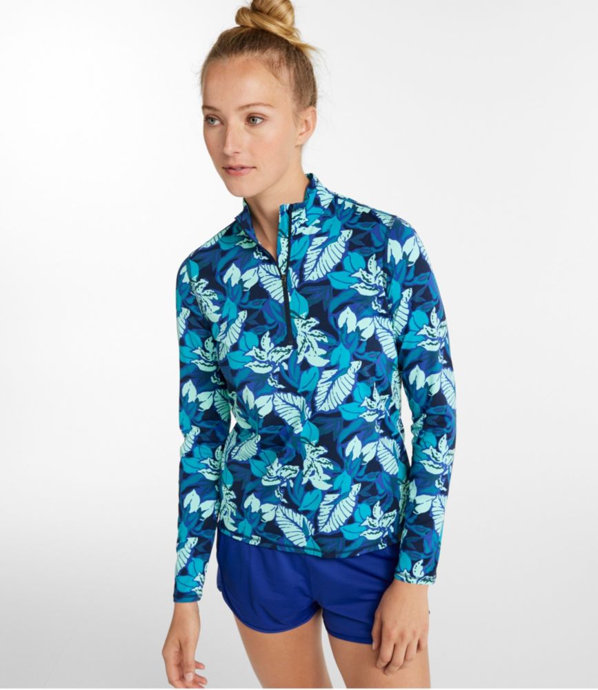 Women's SunSmart® UPF 50+ Sun Shirt, Quarter-Zip Print, Cobalt Petal Multi, small image number 2