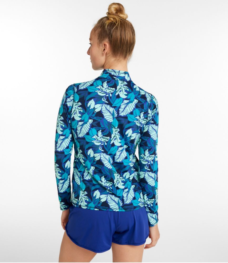 Women's SunSmart® UPF 50+ Sun Shirt, Quarter-Zip Print, Darkest Navy Tropical Floral, small image number 3