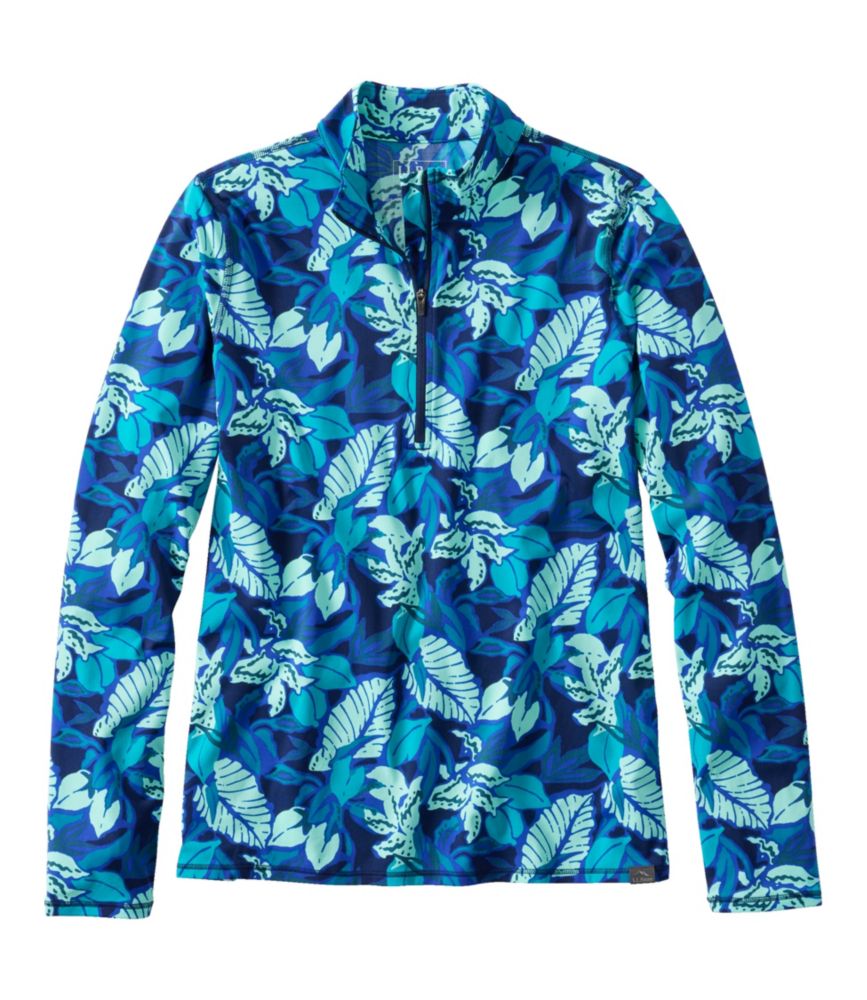 Women's SunSmart® UPF 50+ Sun Shirt, Quarter-Zip Print, Darkest Navy Tropical Floral, small image number 1