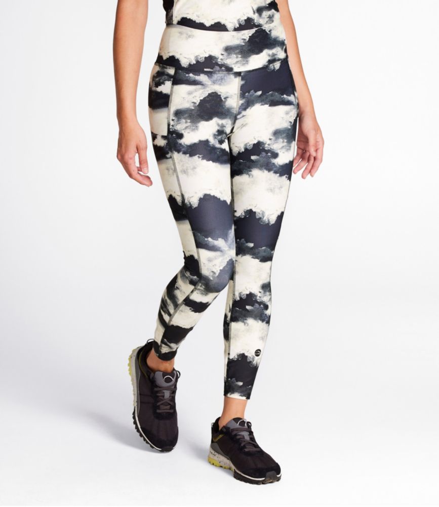 Women's L.L.Bean Everyday Performance 7/8 Leggings, High-Rise Pocket Print, Midnight Black Cloud, small image number 2