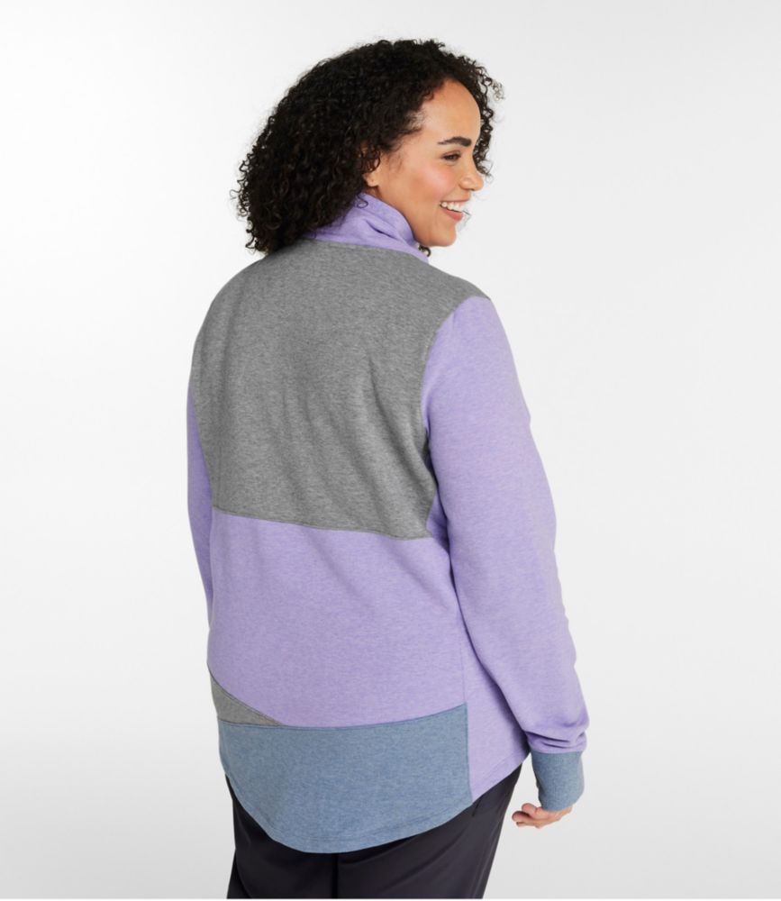 Women's L.L.Bean Cozy Mixed-Knit Pullover, Colorblock, Gray Heather/Cadet Blue Heather, small image number 3