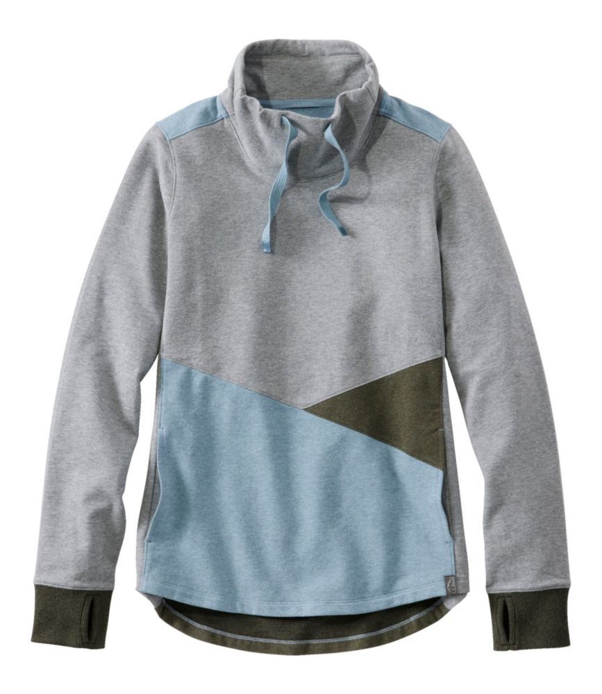 Women's L.L.Bean Cozy Mixed-Knit Pullover, Colorblock, Gray Heather/Cadet Blue Heather, small image number 1