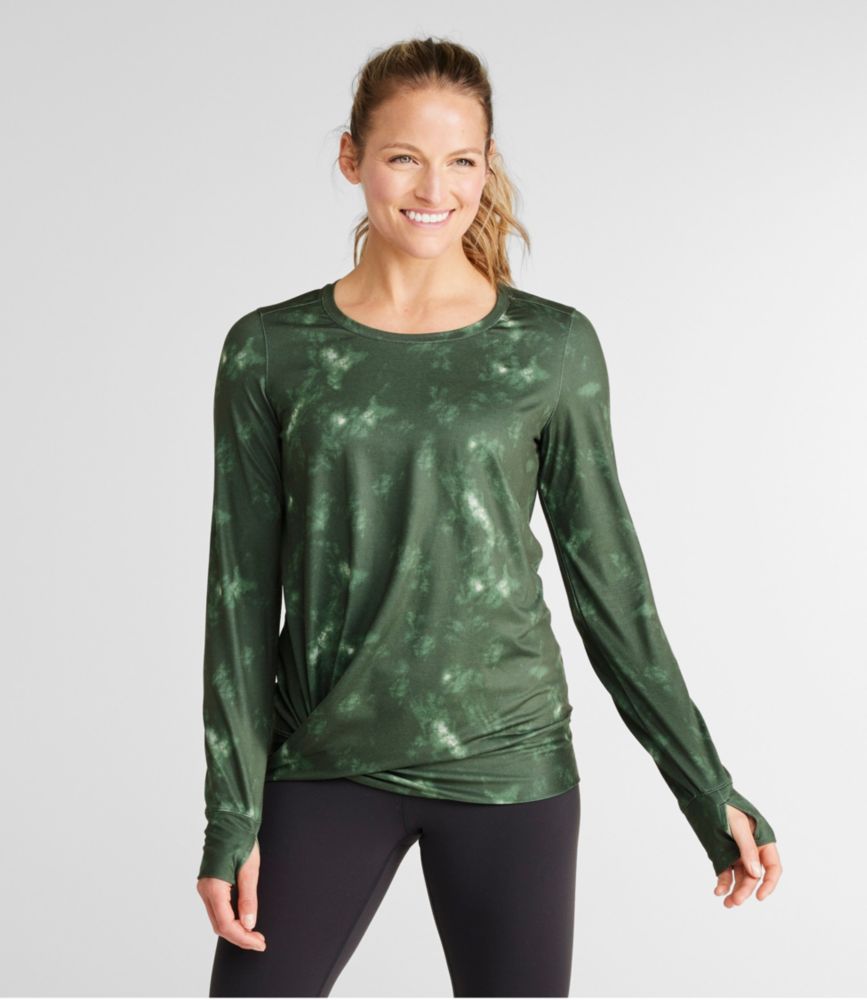 Women's VentureSoft Twist-Front Top, Long-Sleeve Print, Sea Green Camo, small image number 2