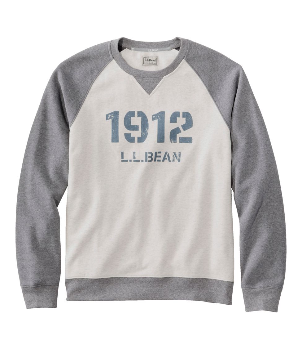 Men's L.L.Bean 1912 Sweatshirt, Raglan Crewneck, Logo, Colorblock