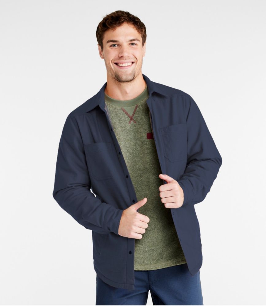 Men's Katahdin Performance Flannel Shirt-Jacket, Hi-Pile Fleece-Lined Solid, Carbon Navy, small image number 2