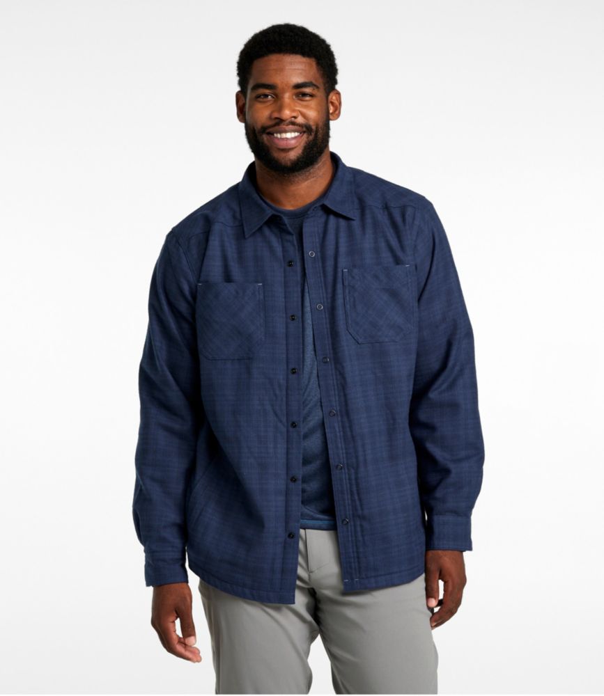 Men's Katahdin Performance Flannel Shirt-Jacket, Hi-Pile Fleece-Lined Solid, Carbon Navy, small image number 4