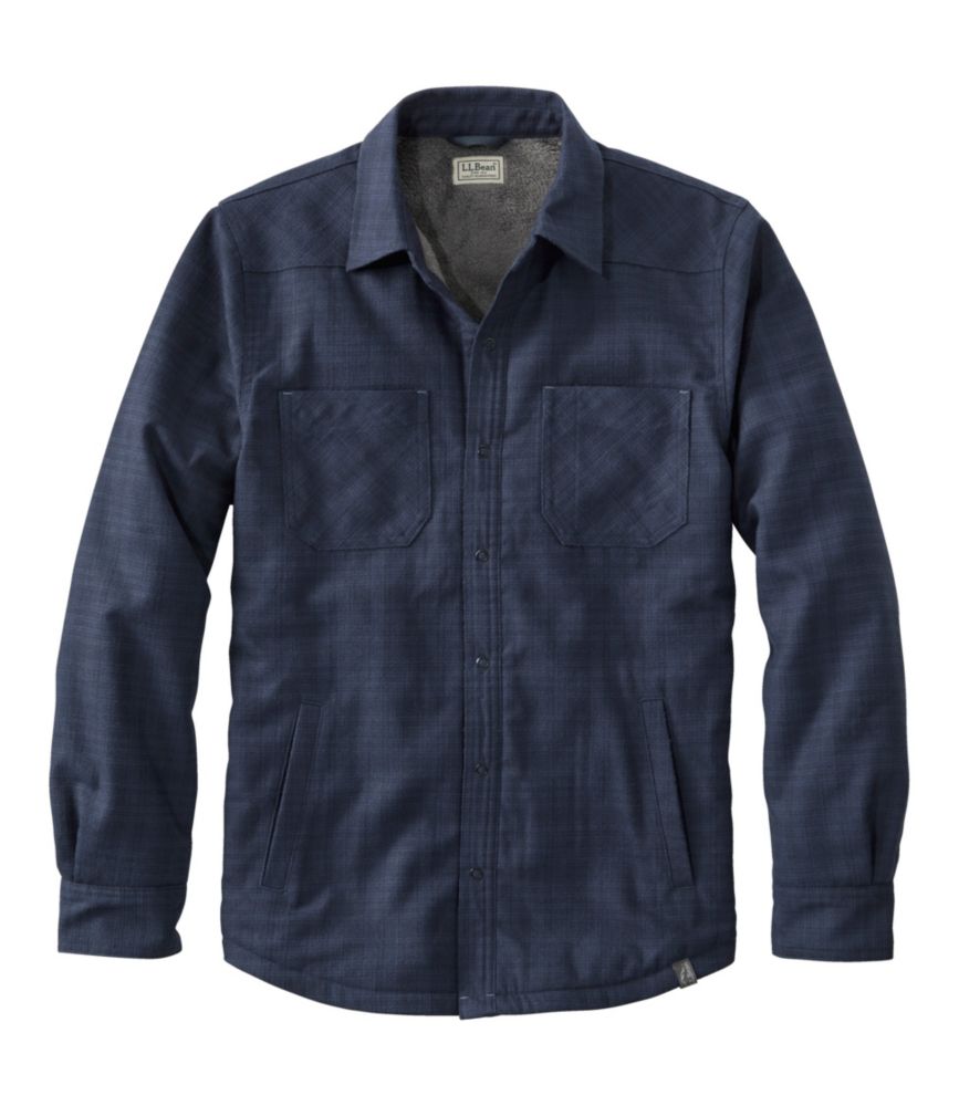 Men's Katahdin Performance Flannel Shirt-Jacket, Hi-Pile Fleece-Lined Solid, Carbon Navy, small image number 1