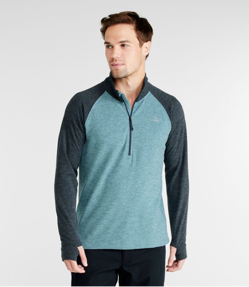 Men's Adventure Grid Fleece, Quarter-Zip Colorblock, Carbon Navy/Blue Quartz, small image number 2