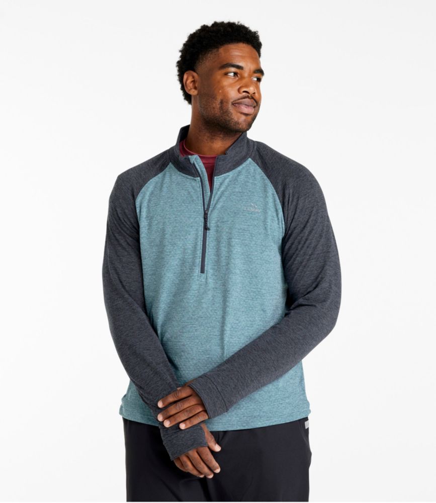 Men's Adventure Grid Fleece, Quarter-Zip Colorblock, Carbon Navy/Blue Quartz, small image number 4