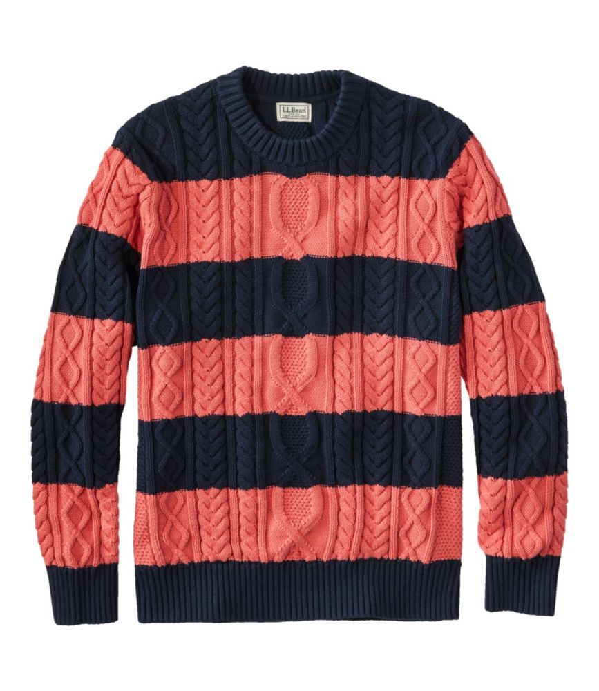 Men's Bean's Heritage Soft Cotton Fisherman Sweater, Crewneck, Novelty, Mineral Red, small image number 1