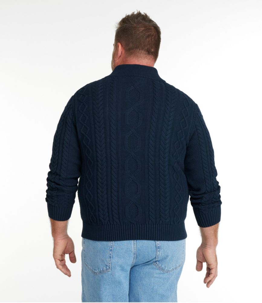 Men's Bean's Heritage Soft Cotton Fisherman Sweater, Button-Mock, Classic Navy, small image number 5