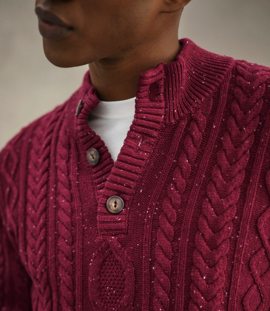 Men's Bean's Heritage Soft Cotton Fisherman Sweater, Button-Mock