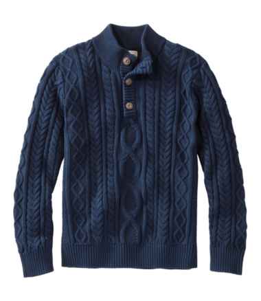 Men's Bean's Heritage Soft Cotton Fisherman Sweater, Button-Mock