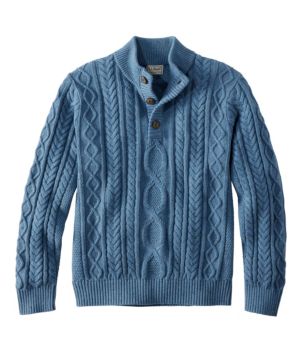 Men's Bean's Heritage Soft Cotton Fisherman Sweater, Button-Mock