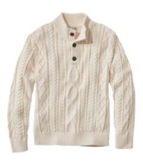 L.L.Bean Classic Raggwool Henley Men's Clothing Natural : LG