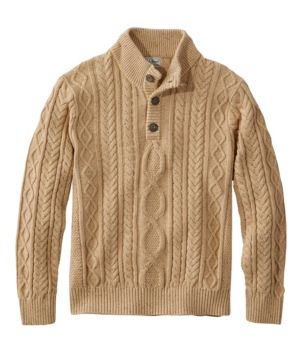 Men's Bean's Heritage Soft Cotton Fisherman Sweater, Button-Mock