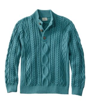 Men's Bean's Heritage Soft Cotton Fisherman Sweater, Button-Mock