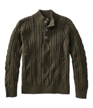 Men's Bean's Heritage Soft Cotton Fisherman Sweater, Button-Mock