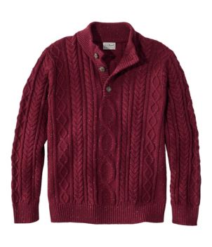 Men's Bean's Heritage Soft Cotton Fisherman Sweater, Button-Mock