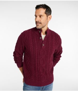Men's Bean's Heritage Soft Cotton Fisherman Sweater, Button-Mock