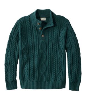Men's Bean's Heritage Soft Cotton Fisherman Sweater, Button-Mock