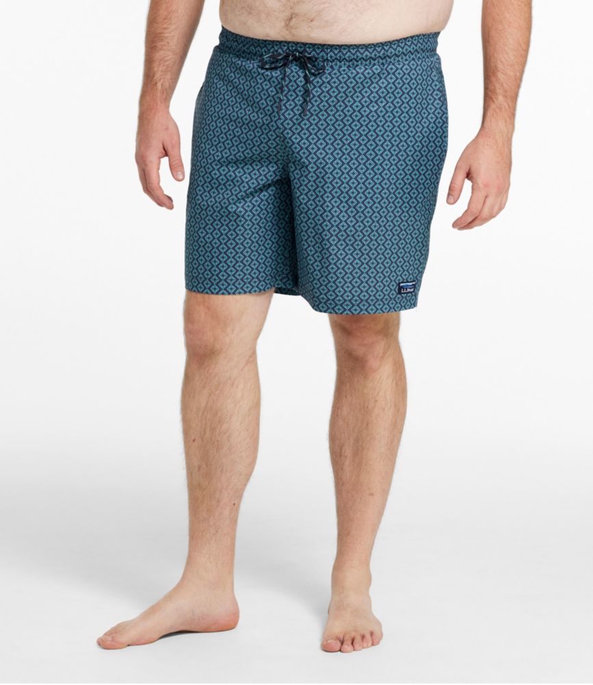 Men's Vacationland Stretch Swim Trunks, Print, 8", Carbon Navy Linear Dot, small image number 4