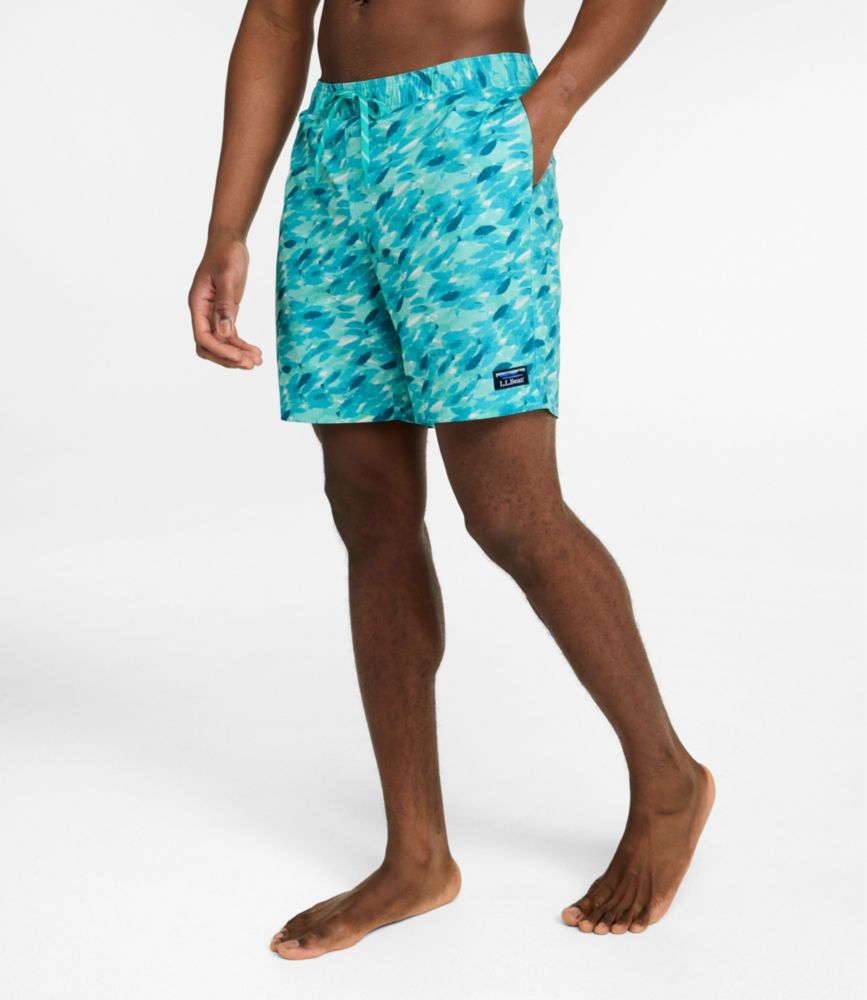 Men's Vacationland Stretch Swim Trunks, Print, 8"