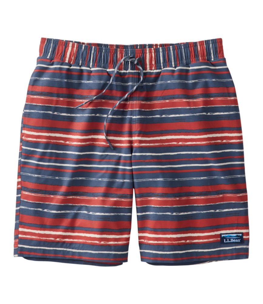 Men's Vacationland Stretch Swim Trunks, Print, 8", Light Mahogany Painterly Stripe, small image number 1