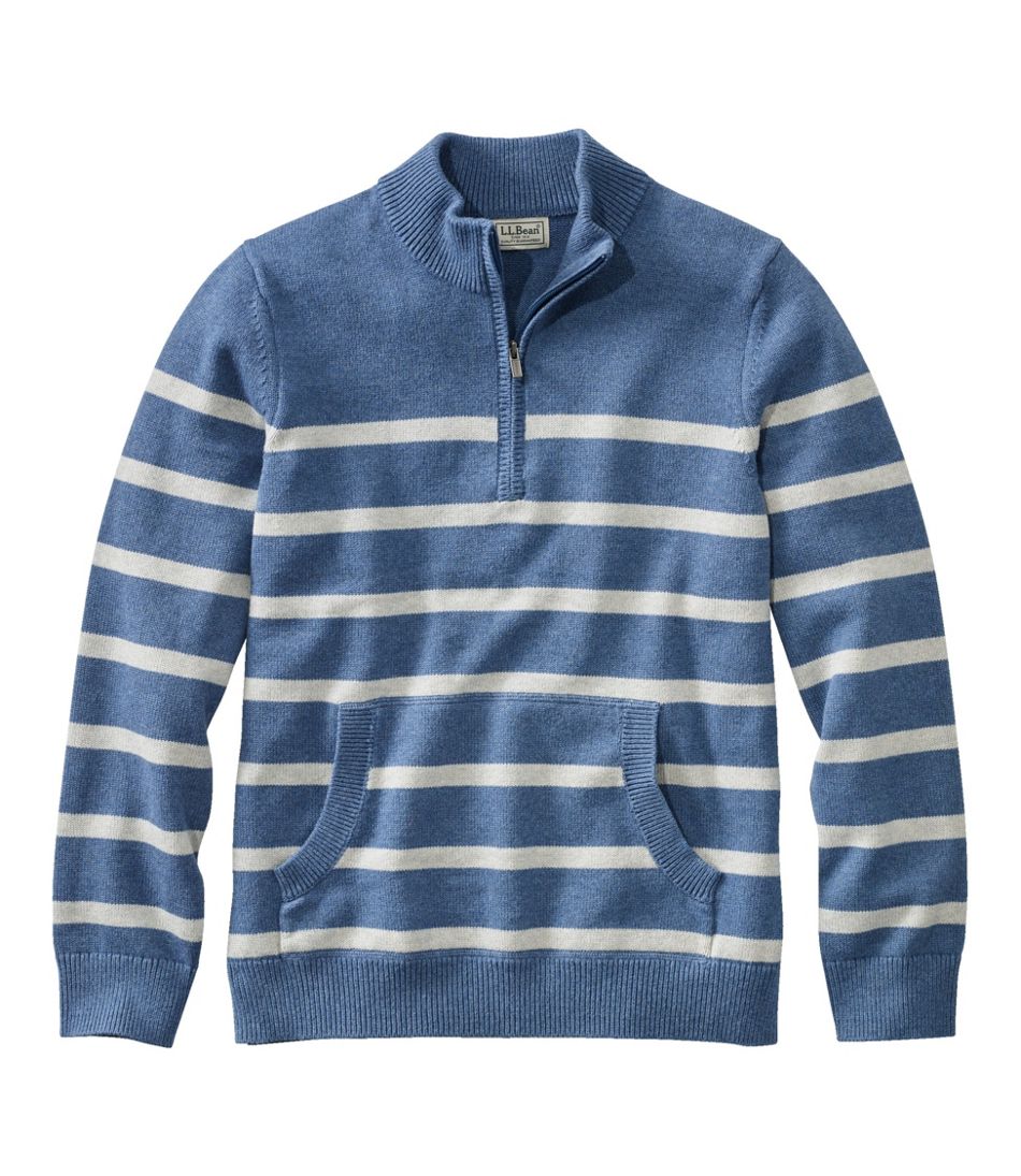 Men's Wicked Soft Cotton/Cashmere Sweater, 1/4 Zip, Stripe | Sweaters at  