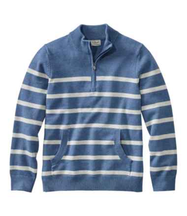 Men's Wicked Soft Cotton/Cashmere Sweater, 1/4 Zip, Stripe