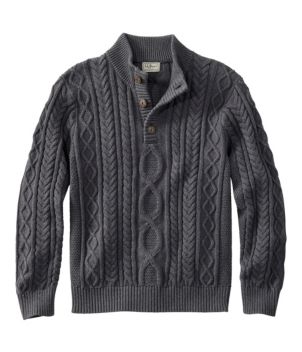 Men's Bean's Heritage Soft Cotton Fisherman Sweater, Button-Mock