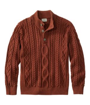 Men's Bean's Heritage Soft Cotton Fisherman Sweater, Button-Mock