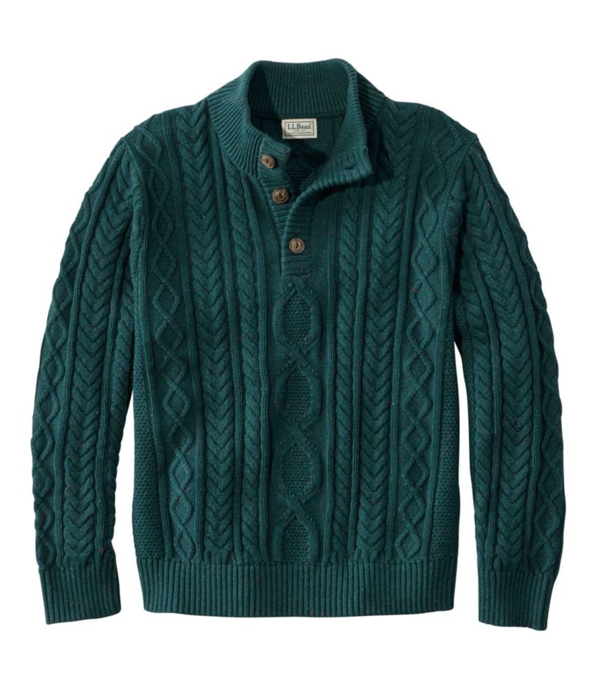 Men's Bean's Heritage Soft Cotton Fisherman Sweater, Button-Mock