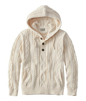 Men's Bean's Heritage Soft Cotton Fisherman Sweater, Henley Hoodie