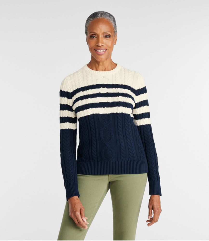 Women's Bean's Heritage Soft Cotton Fisherman Sweater, Crewneck Pattern, , small image number 1