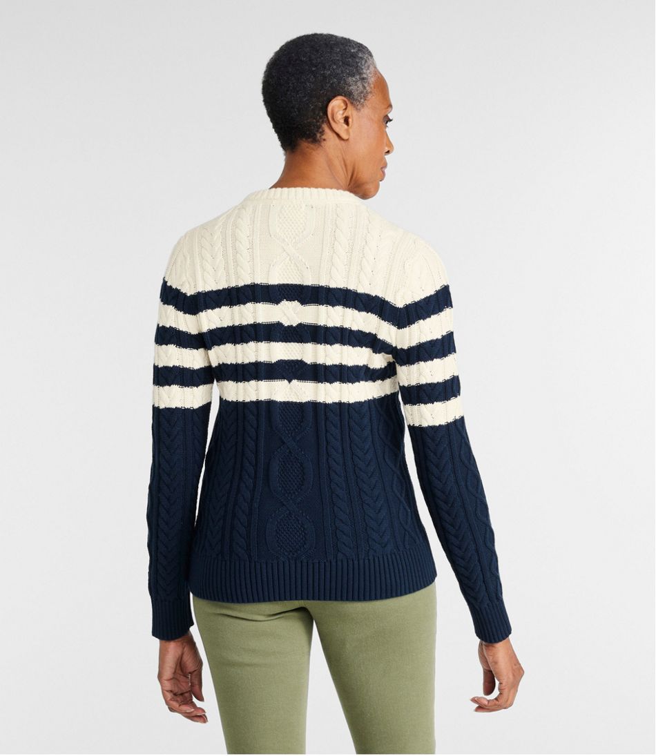 Women's Bean's Heritage Soft Cotton Fisherman Sweater, Crewneck Pattern ...