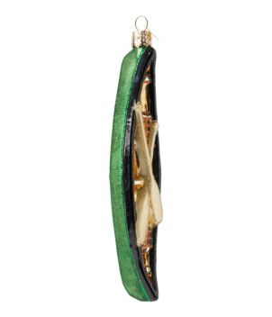 Glass Green Canoe Ornament, New