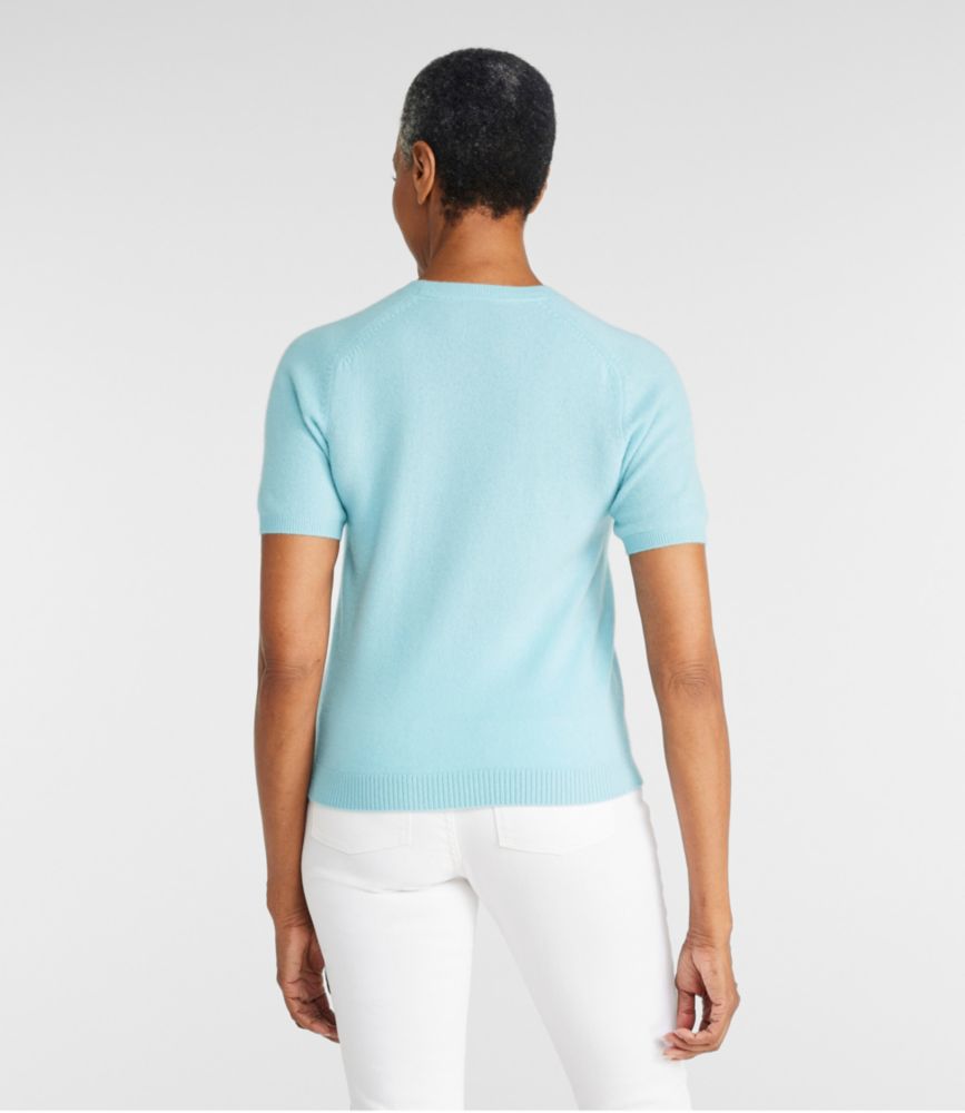 Women's Classic Cashmere Sweater, Short-Sleeve Tee, Pale Turquoise, small image number 3