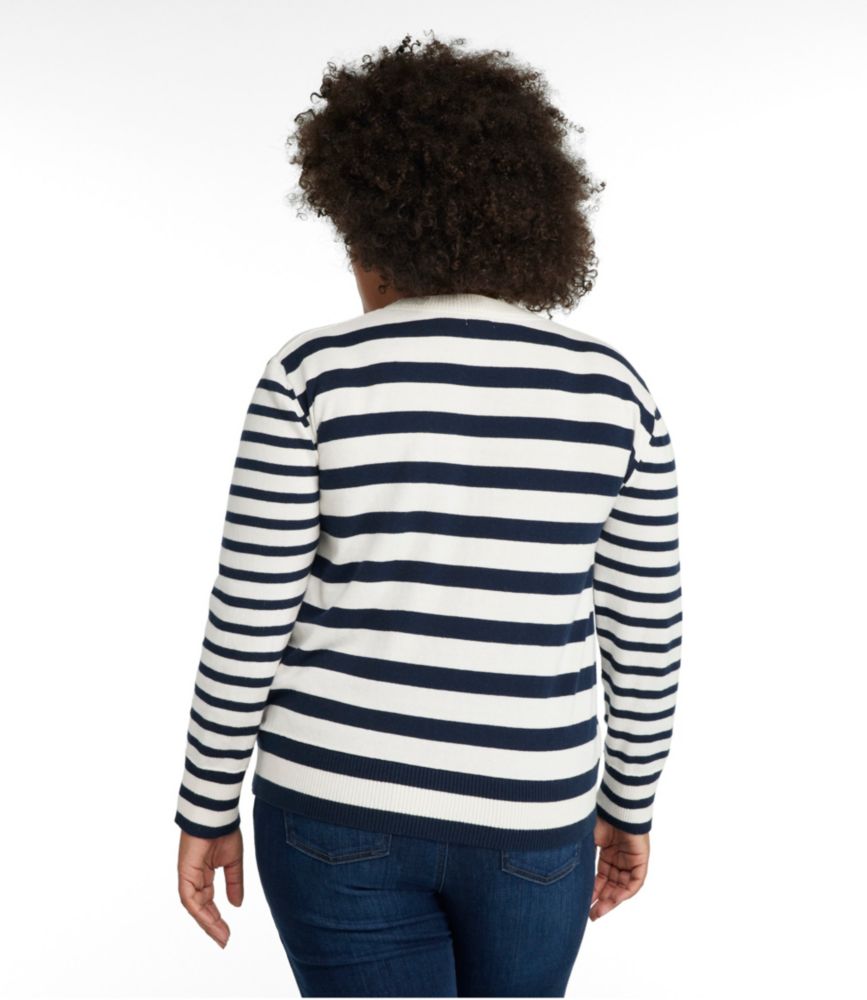 Women's Cotton/Cashmere Sweater, Crewneck Stripe, Deep Lake/Seaboard Blue Multi, small image number 3