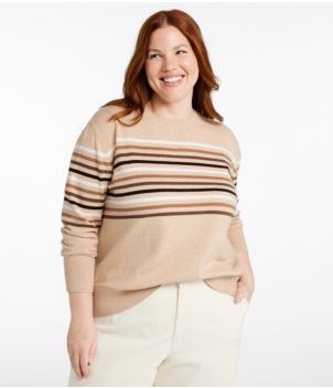 Women's Cotton/Cashmere Sweater, Crewneck Stripe