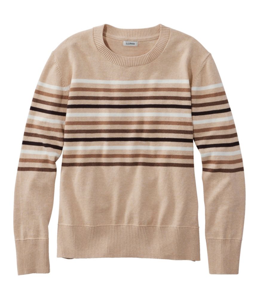 Women's Cotton/Cashmere Sweater, Crewneck Stripe, Boulder Heather Stripe, small image number 1