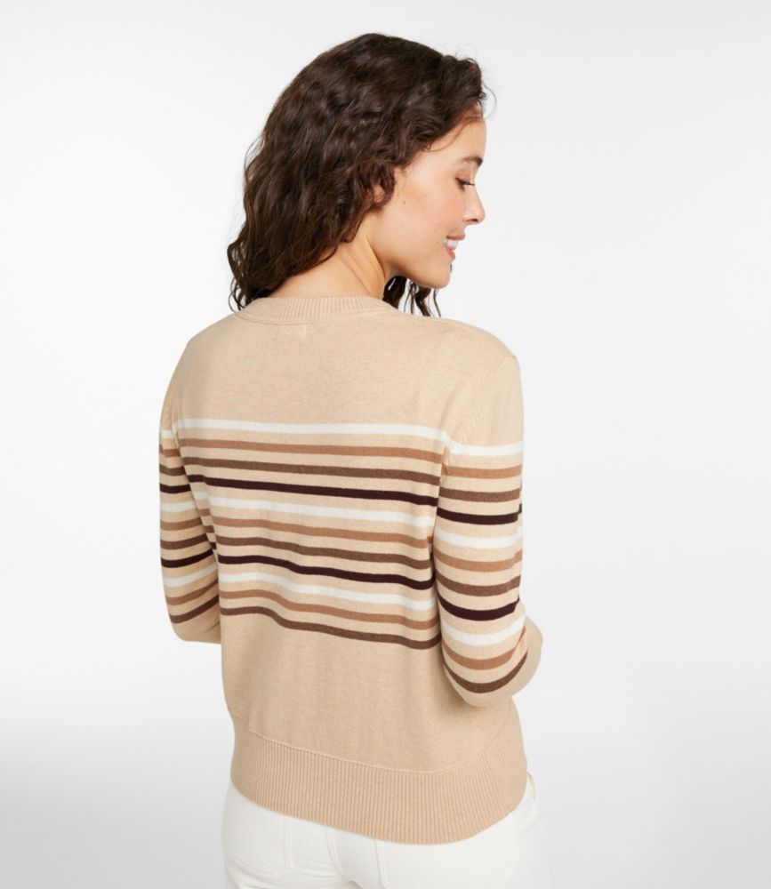 Women's Cotton/Cashmere Sweater, Crewneck Stripe
